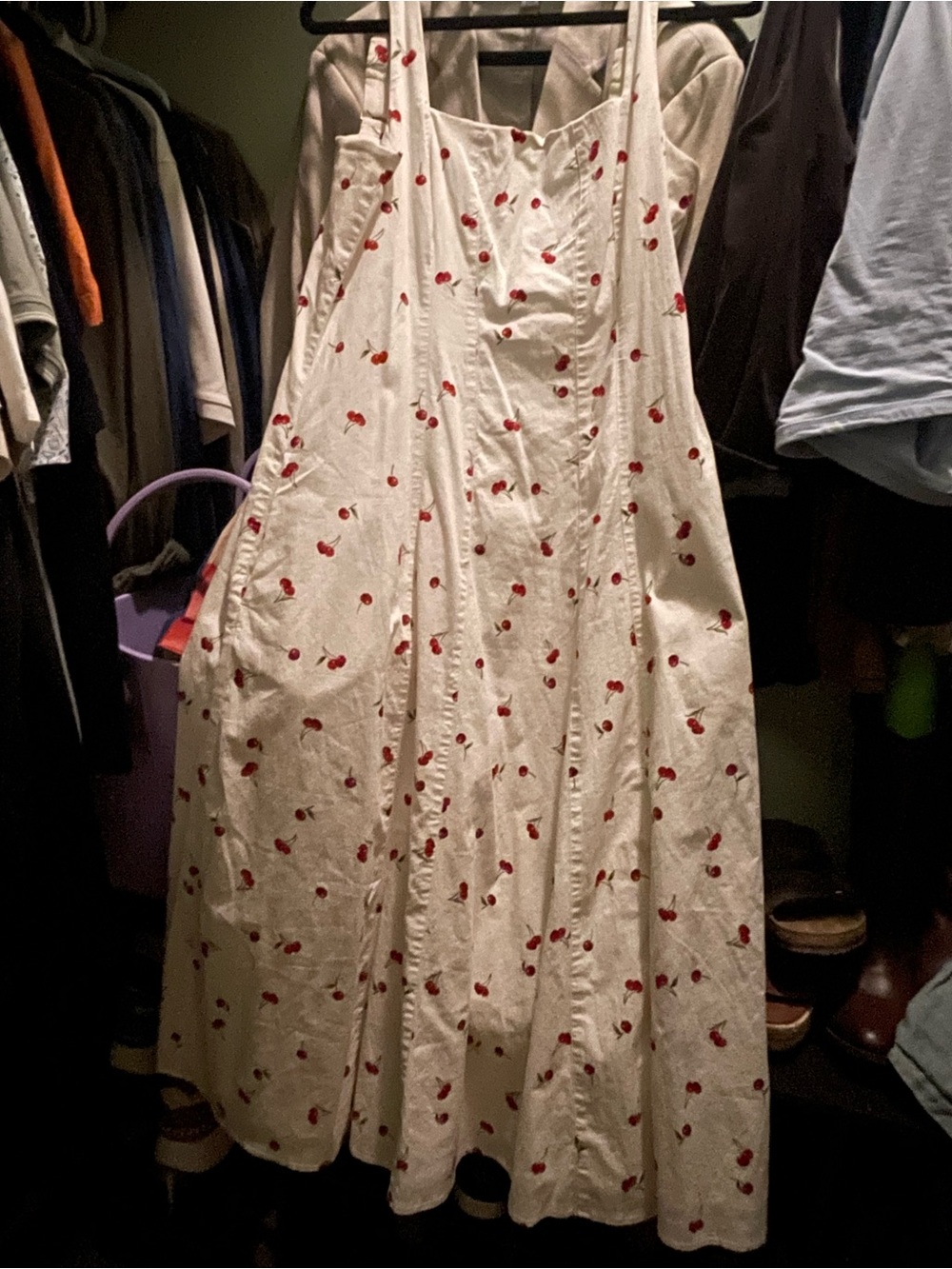 Abercrombie & Fitch White Midi Dress with Cherry Print - Picture 2 of 2